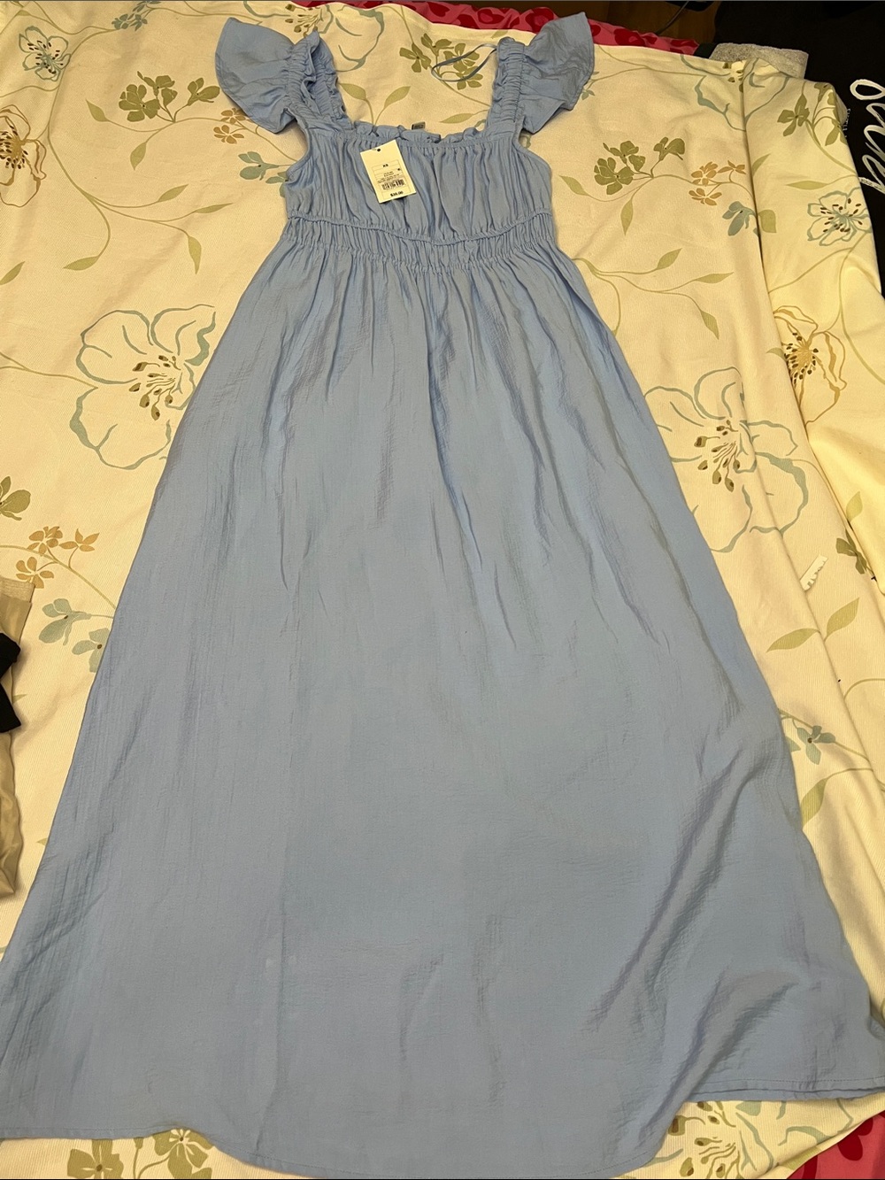 Light Blue Ruffled Maxi Dress